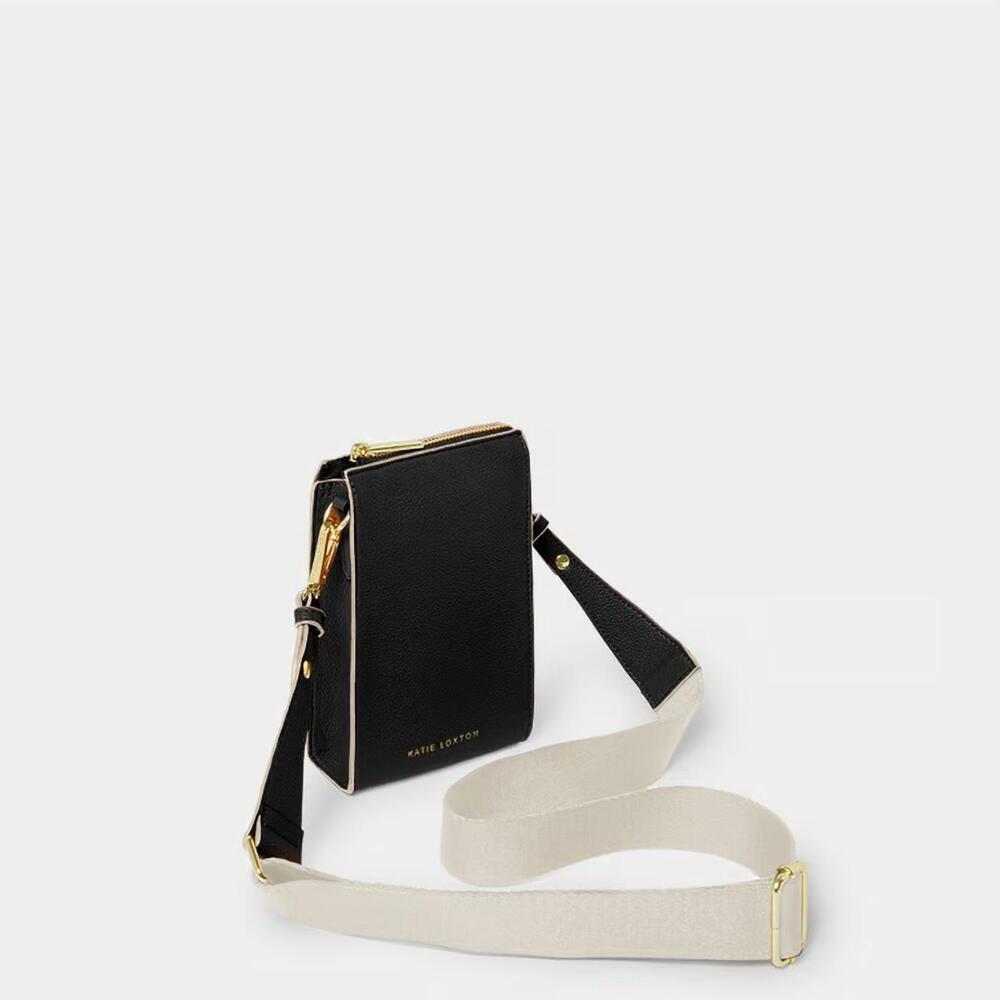 NEW KATIE LOXTON women's lana slim crossbody bag in black/light sand